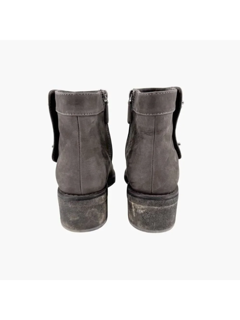 Chanel Turnlock CC Ankle Boots EU 39 US 8-8.5 Gray Suede Low Block Heel Bootie